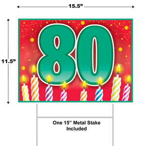 Bulk Plastic 80 Birthday Yard Sign (Case of 6) by Beistle