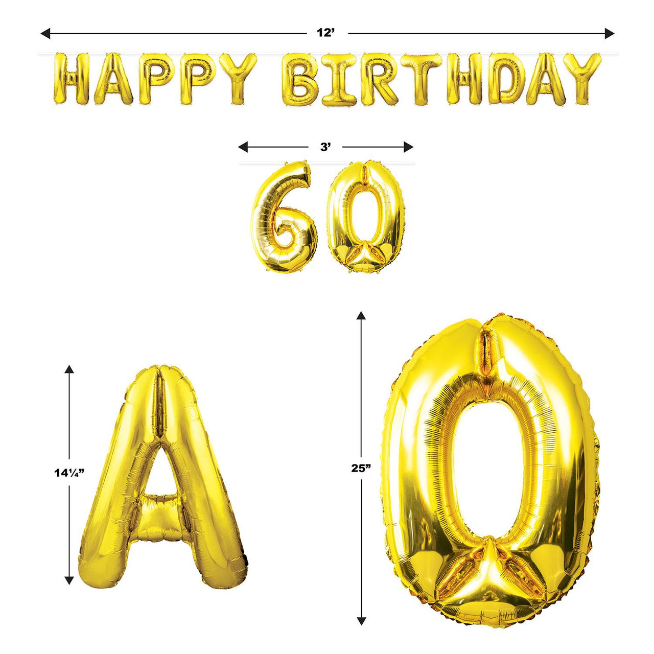 Bulk Happy Birthday  60  Balloon Streamer (Case of 6) by Beistle