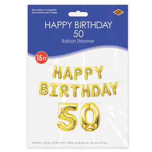 Bulk Happy Birthday  50  Balloon Streamer (Case of 6) by Beistle