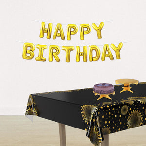 Bulk Happy Birthday Balloon Streamer - Gold (Case of 6) by Beistle