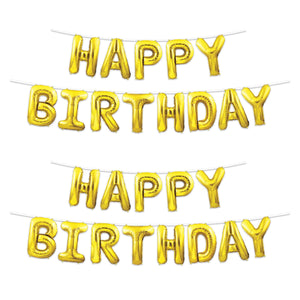Bulk Happy Birthday Balloon Streamer - Gold (Case of 6) by Beistle