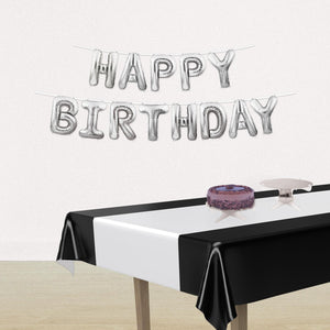 Bulk Happy Birthday Balloon Streamer -  Silver (Case of 6) by Beistle