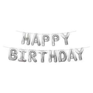 Beistle Happy Birthday Party Balloon Streamer - Silver