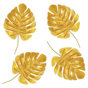 Beistle Luau Party Fabric Gold Palm Leaves (4/Pkg)