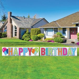 Bulk Plastic Jumbo Happy Birthday Yard Sign Set (Case of 6) by Beistle