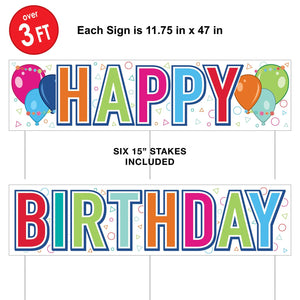 Bulk Plastic Jumbo Happy Birthday Yard Sign Set (Case of 6) by Beistle
