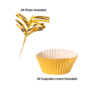 Bulk Metallic Cupcake Liners & Picks - Gold (Case of 144) by Beistle