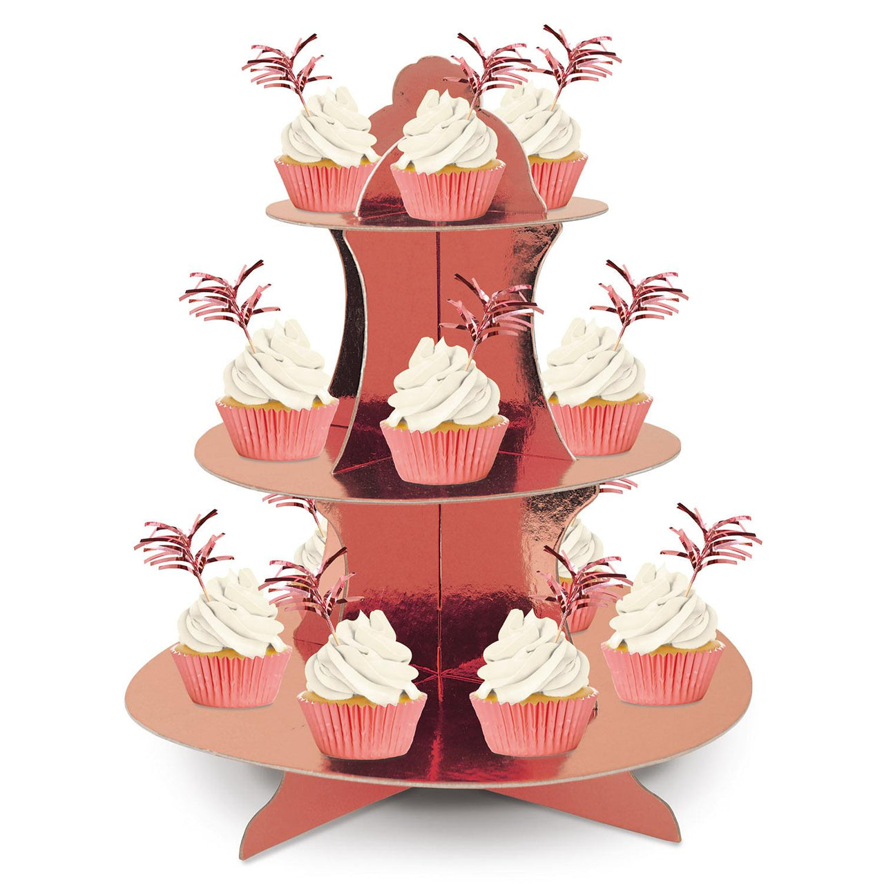 Bulk Metallic Cupcake Liners & Picks - Rose Gold (Case of 144) by Beistle