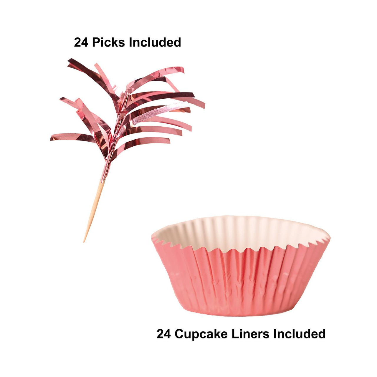 Bulk Metallic Cupcake Liners & Picks - Rose Gold (Case of 144) by Beistle