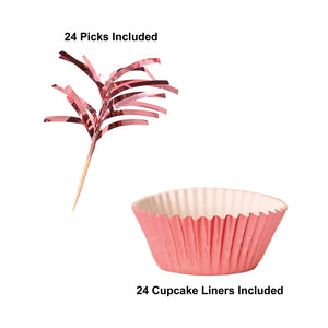 Bulk Metallic Cupcake Liners & Picks - Rose Gold (Case of 144) by Beistle