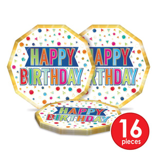 Bulk Happy Birthday Decagon Plates (Case of 96) by Beistle