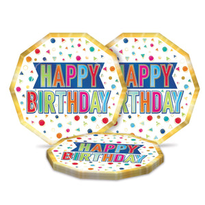 Bulk Happy Birthday Decagon Plates (Case of 96) by Beistle