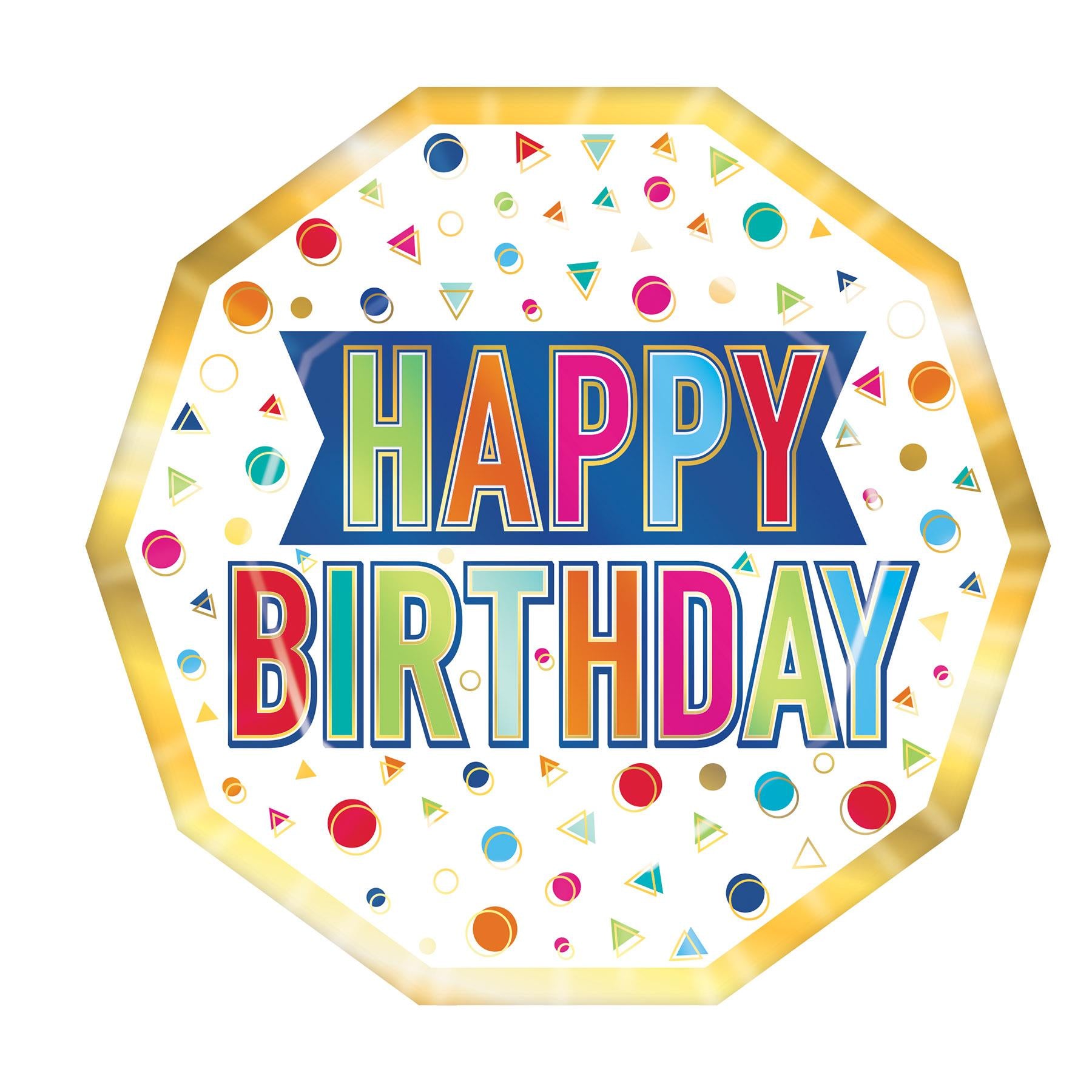 Happy Birthday Party Decagon Paper Plates 9 inch (96/Case)