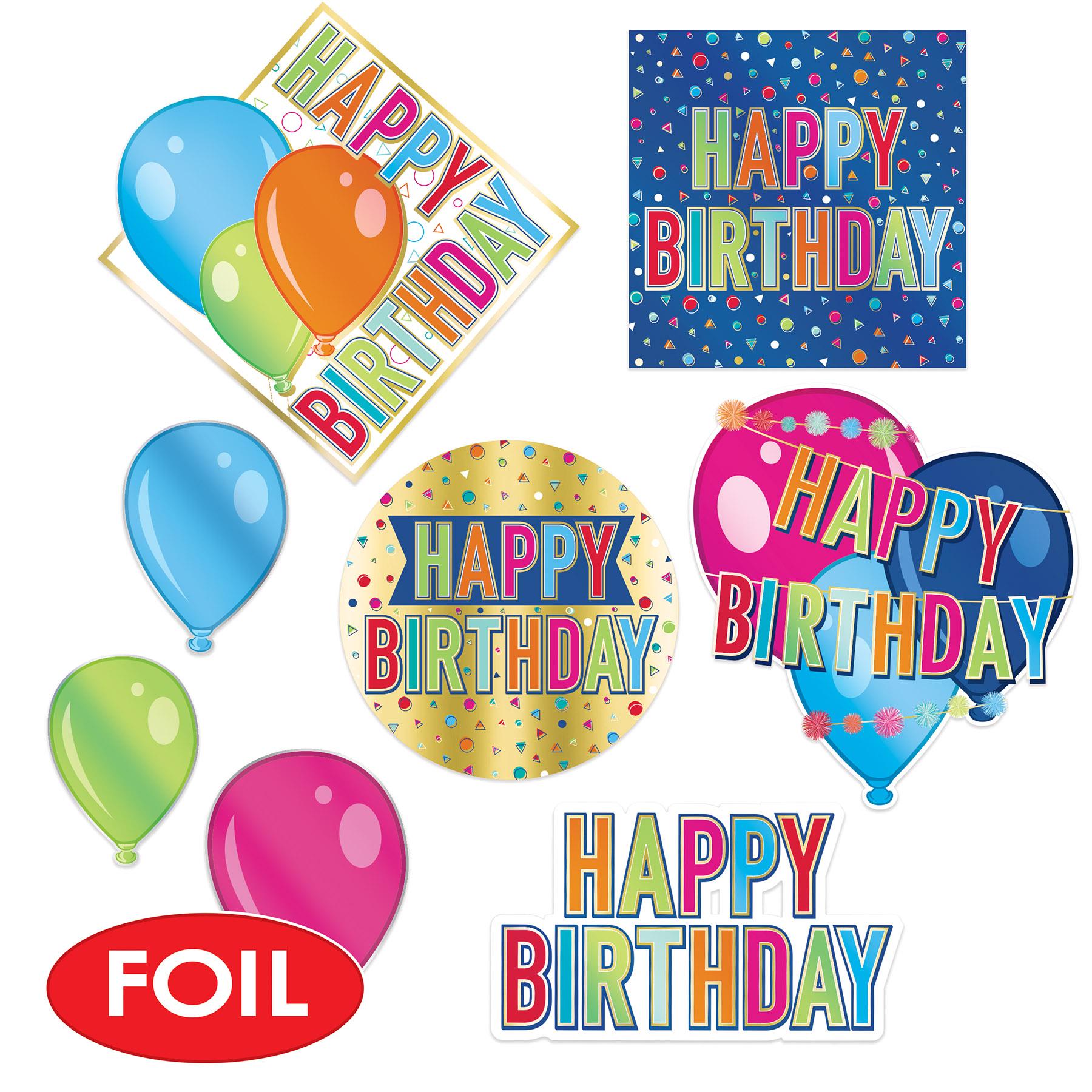 Beistle Foil Happy Birthday Party Cutouts (Case of 96)