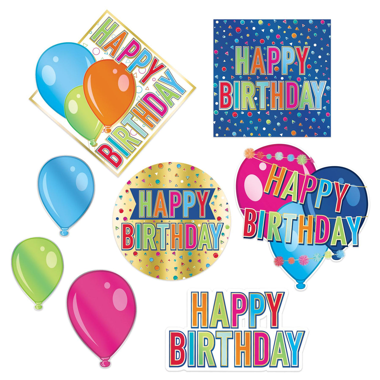 Beistle Foil Happy Birthday Party Cutouts (Case of 96)