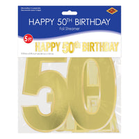Bulk Foil Happy  50th  Birthday Streamer (Case of 12) by Beistle