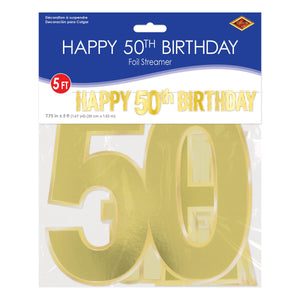 Bulk Foil Happy  50th  Birthday Streamer (Case of 12) by Beistle