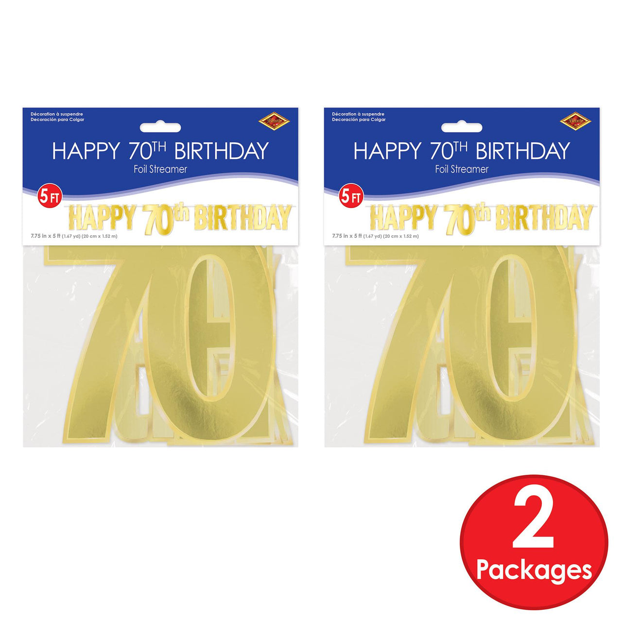Bulk Foil Happy  70th  Birthday Streamer (Case of 12) by Beistle