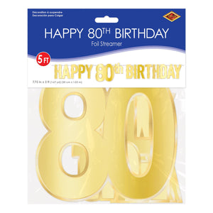 Bulk Foil Happy  80th  Birthday Streamer (Case of 12) by Beistle