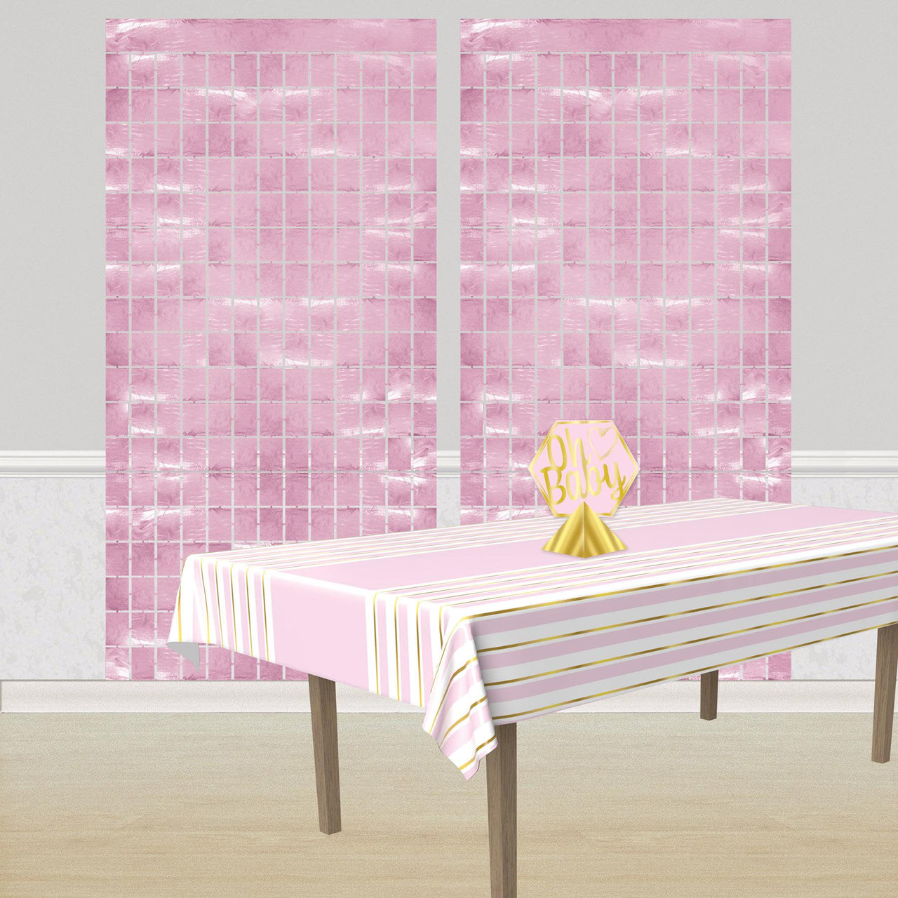 Bulk Pink Metallic Square Curtain (6 Pkgs Per Case) by Beistle