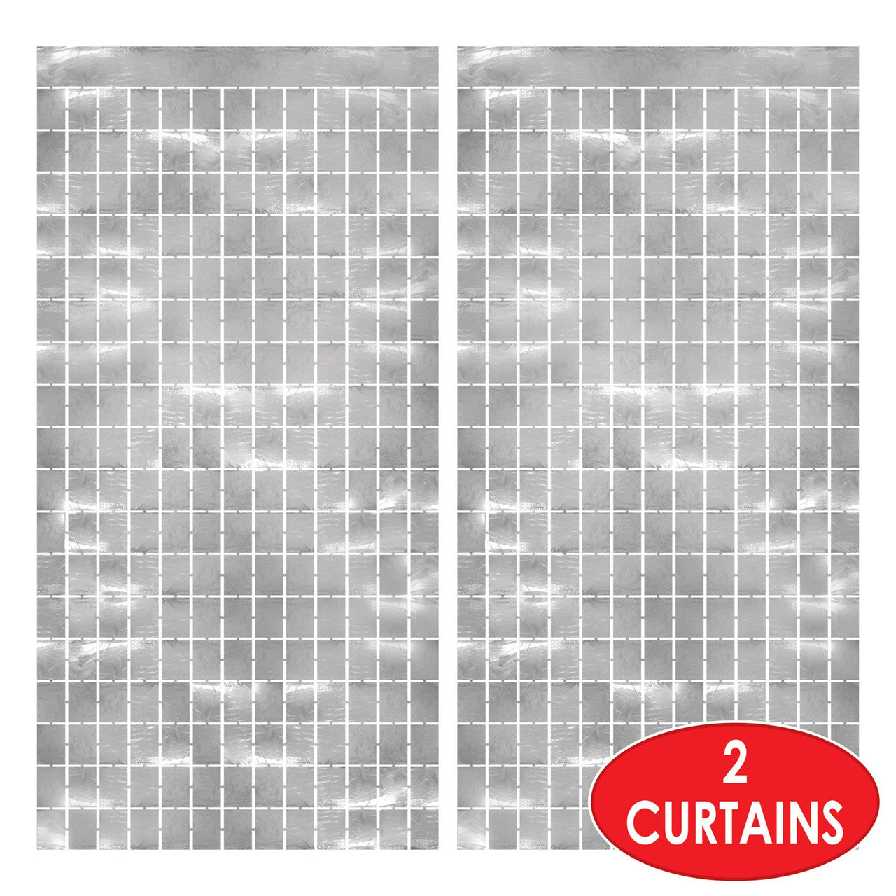 Bulk Metallic Square Curtain - Silver (Case of 6) by Beistle