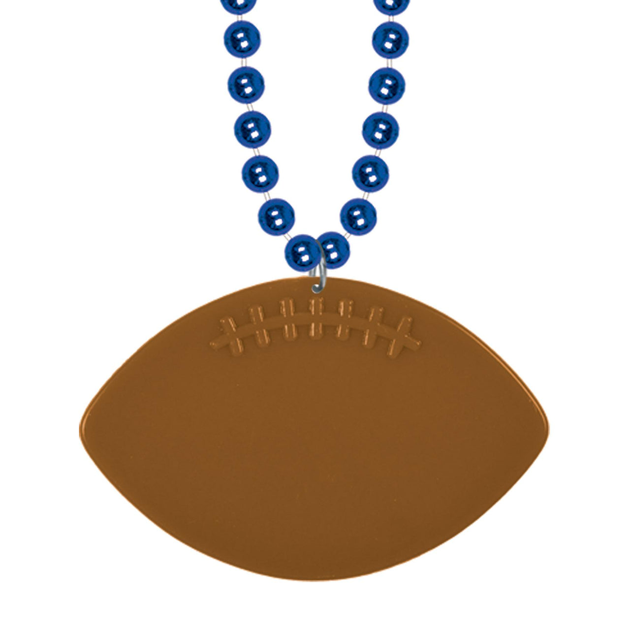 Bulk Blue Bead Necklaces with Football Medallion (Case of 12) by Beistle