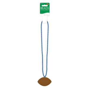 Bulk Blue Bead Necklaces with Football Medallion (Case of 12) by Beistle