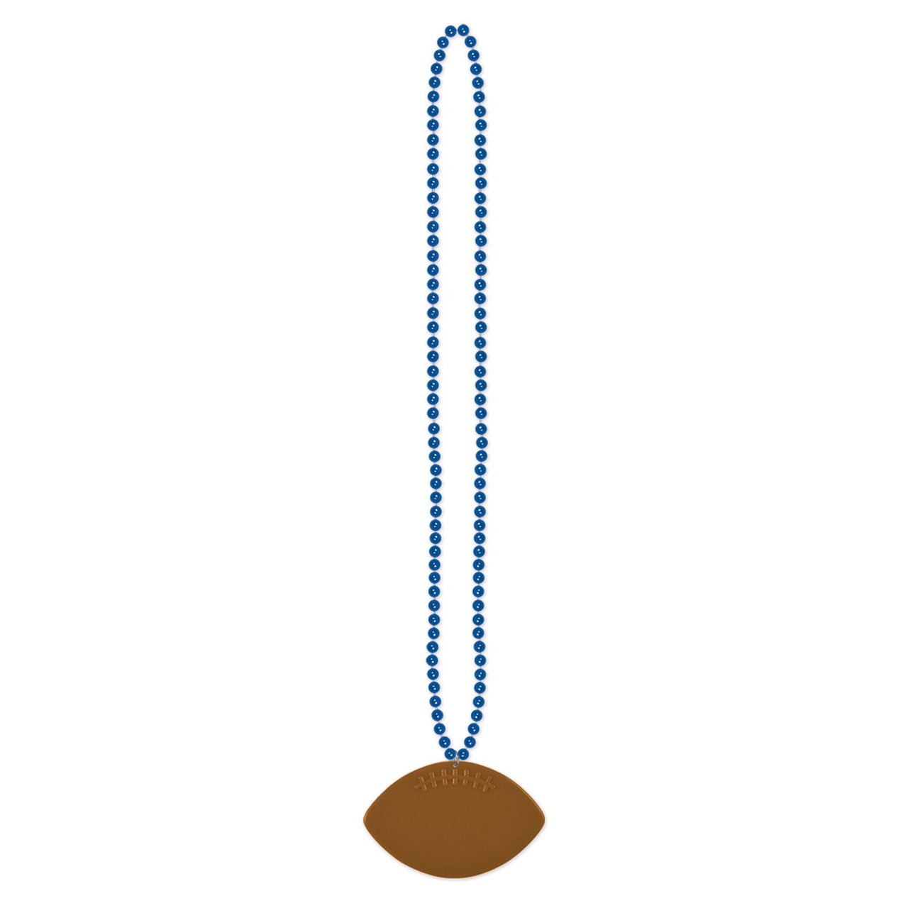 Blue Party Bead Necklaces with Football Medallion (12 per Case)