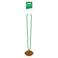 Bulk Green Bead Necklaces with Football Medallion (Case of 12) by Beistle