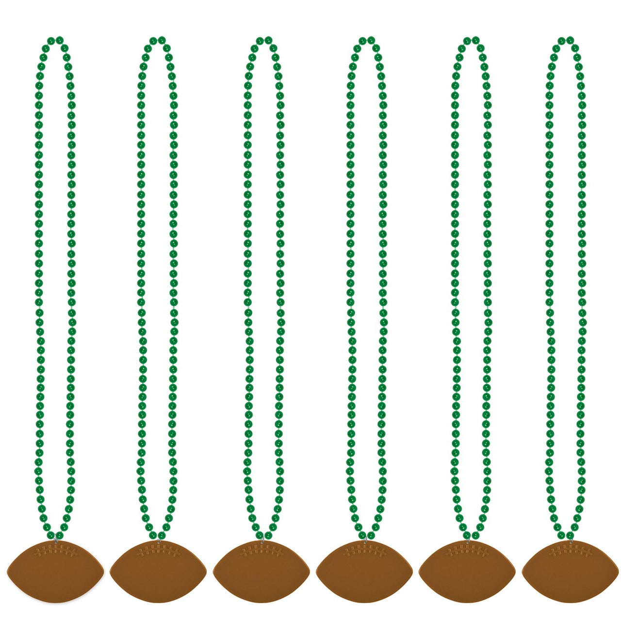 Bulk Green Bead Necklaces with Football Medallion (Case of 12) by Beistle
