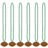Bulk Green Bead Necklaces with Football Medallion (Case of 12) by Beistle