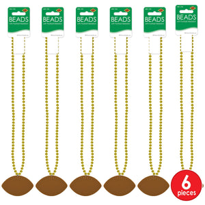 Bulk Gold Bead Necklaces with Football Medallion (Case of 12) by Beistle