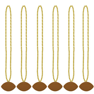 Bulk Gold Bead Necklaces with Football Medallion (Case of 12) by Beistle