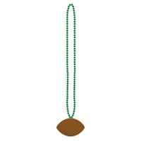 Green Party Bead Necklaces with Football Medallion (12/Case)