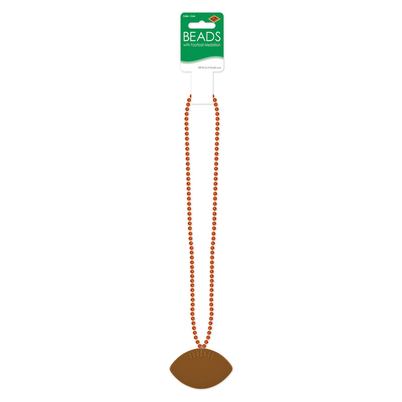 Bulk Orange Bead Necklaces with Football Medallion (Case of 12) by Beistle