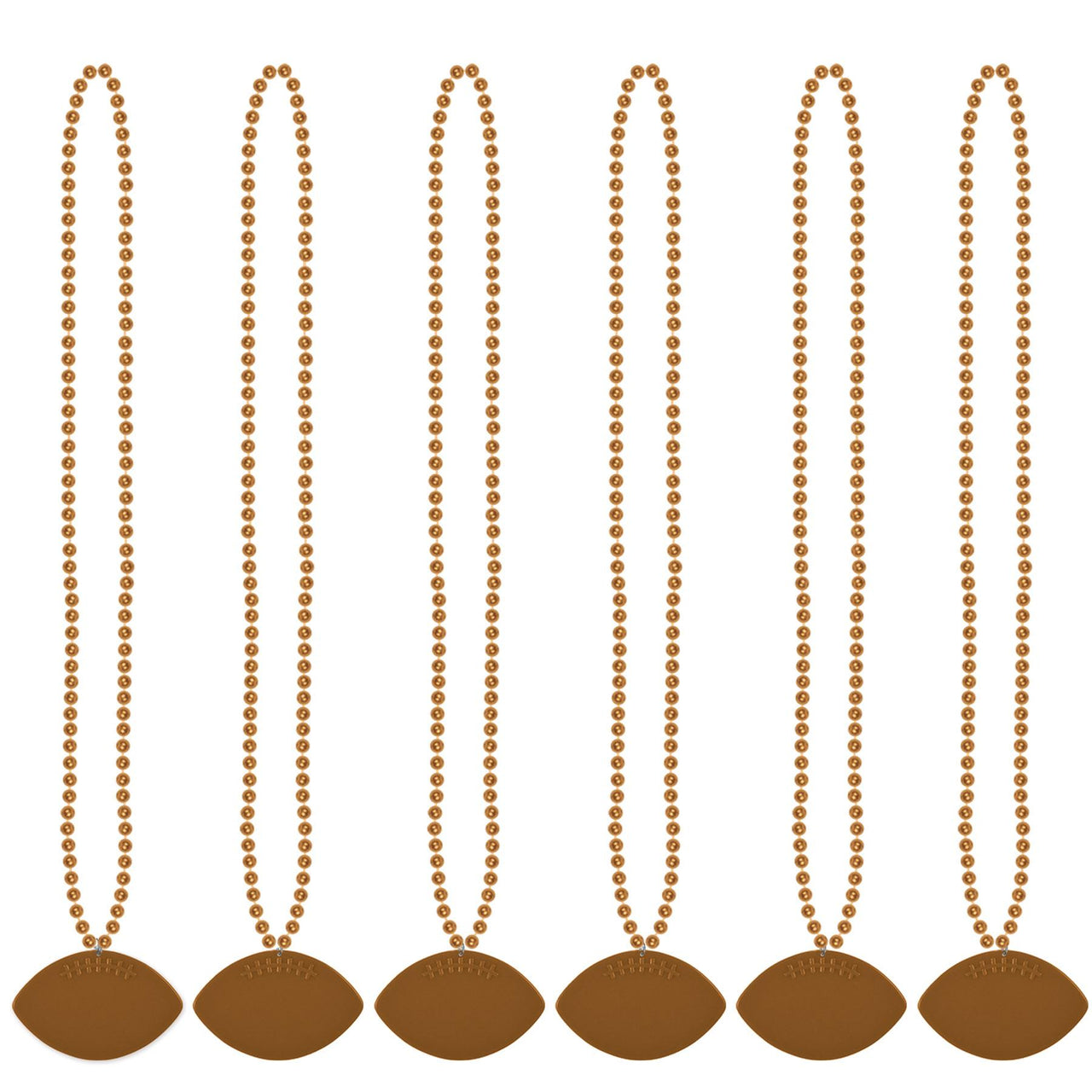 Bulk Orange Bead Necklaces with Football Medallion (Case of 12) by Beistle