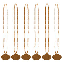 Bulk Orange Bead Necklaces with Football Medallion (Case of 12) by Beistle