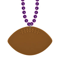 Bulk Purple Bead Necklaces with Football Medallion (Case of 12) by Beistle