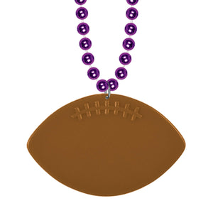Bulk Purple Bead Necklaces with Football Medallion (Case of 12) by Beistle