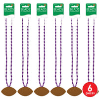 Bulk Purple Bead Necklaces with Football Medallion (Case of 12) by Beistle