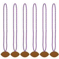 Bulk Purple Bead Necklaces with Football Medallion (Case of 12) by Beistle