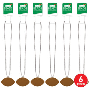 Bulk Silver Bead Necklaces with Football Medallion (Case of 12) by Beistle