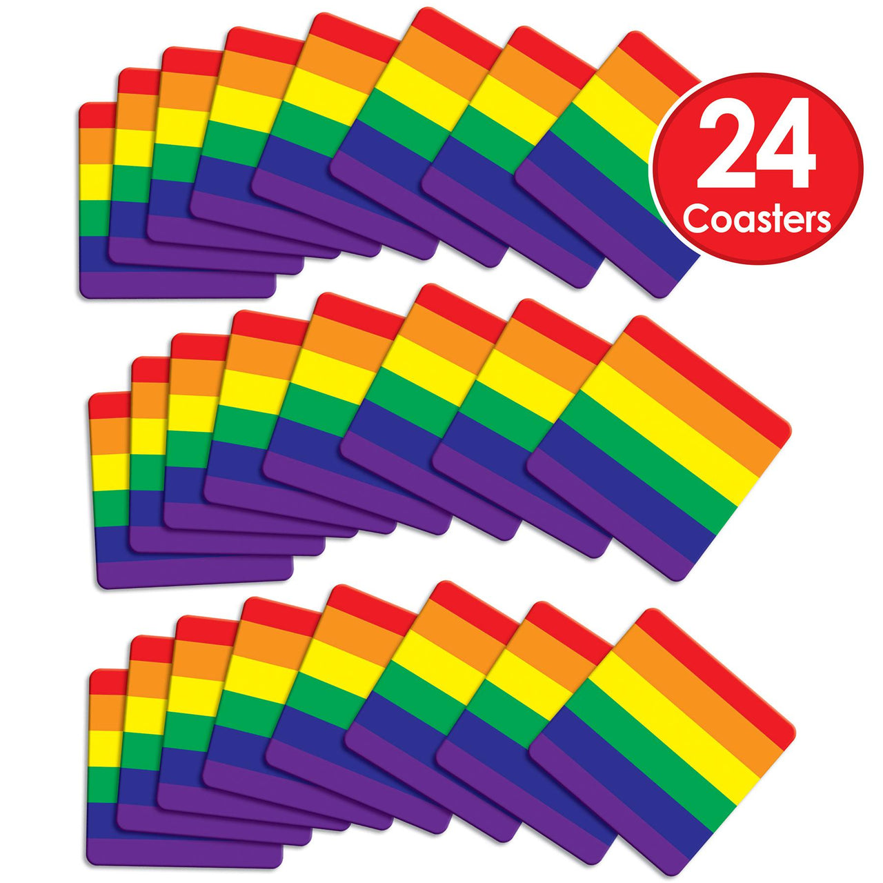 Bulk Rainbow Coasters (Case of 96) by Beistle