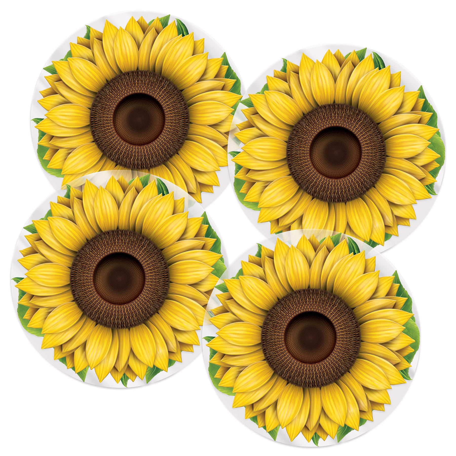 Plastic Sunflower Round Party Placemats (4 per Package)