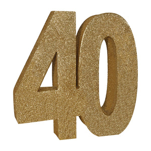 3-D Glittered 40th Birthday Party Centerpiece (6 Per Case)