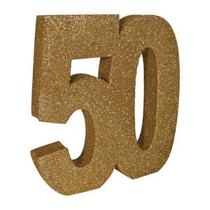 3-D Glittered 50th Birthday Party Centerpiece (6 Per Case)