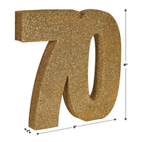 Beistle 3-D Glittered 70 Centerpiece gold - 8 inch x 8 inch x 1 inch - Birthday-Age Specific Centerpieces