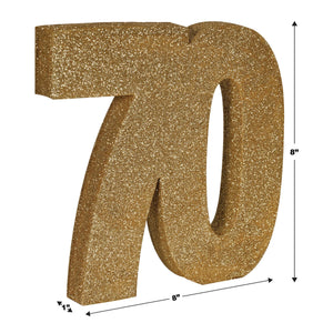 Beistle 3-D Glittered 70 Centerpiece gold - 8 inch x 8 inch x 1 inch - Birthday-Age Specific Centerpieces