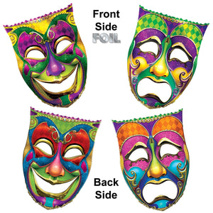Bulk Mardi Gras Jumbo Foil Comedy & Tragedy Face Cutouts (12 Pkgs Per Case) by Beistle