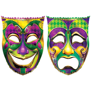 Mardi Gras Jumbo Foil Comedy & Tragedy Face Cutouts (12 Packages)